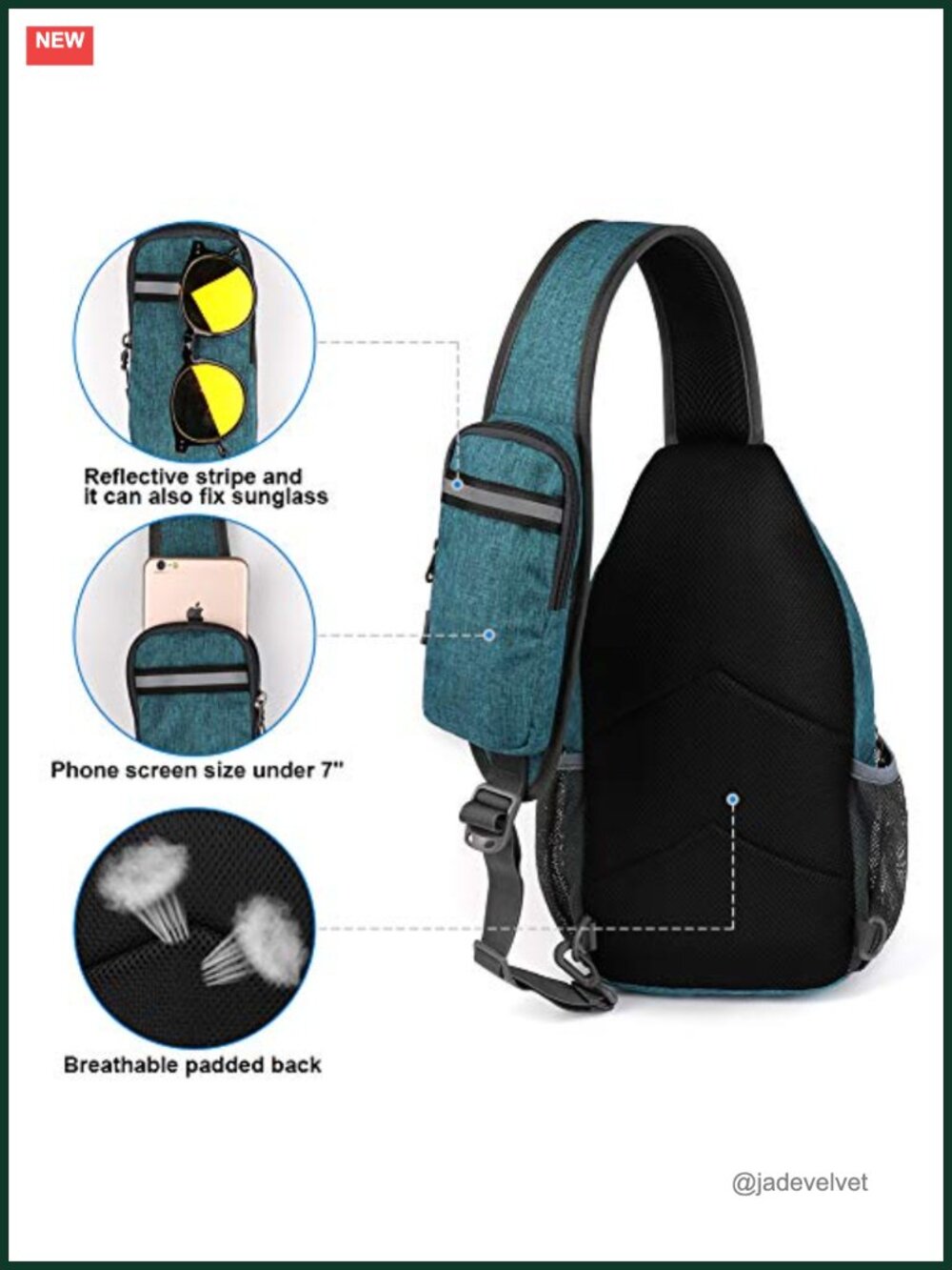 Water-Resistant Crossbody Sling Backpack Daypack with Adjustable Strap for - Picture 5 of 5